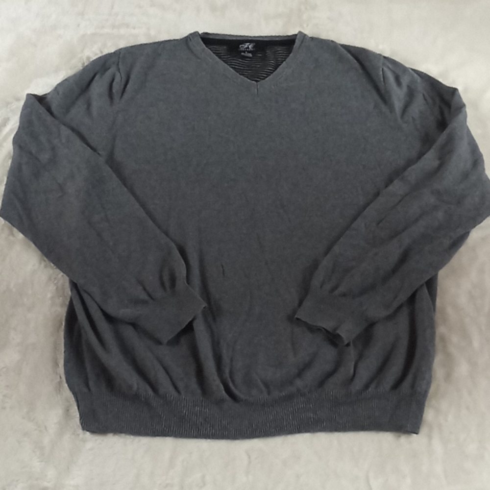 Foxcroft V neck cotton/cashmire blend sweater L